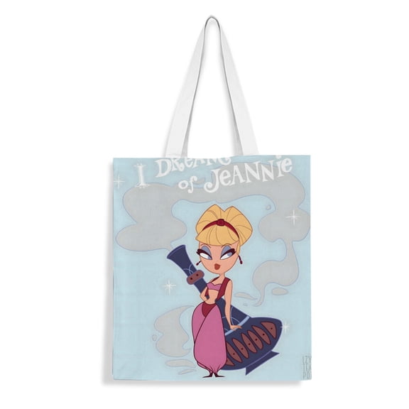 I Dream of Jeannie-theme canvas Tote Bag for Women Aesthetic Shopping Grocery Reusable Bags with Inner Zipper Women Gift 13.8 x 15.8 inches(35x40cm)