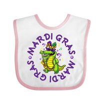 Inktastic Mardi Gras 2021 Party Alligator Boys or Girls Baby Bib
