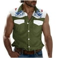 thumbnail image 1 of Camisas de Cuello para los Hombres de Moda Casual Imprimir Turndown Cuello sin Mangas Bolsillos Deportivos Tanque, Ligero Top de Verano, 1 of 5