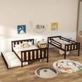 thumbnail image 4 of Costway Pinewood Twin over Full Trundle Bunk Bed with Guardrail and Ladder, Espresso, 4 of 10