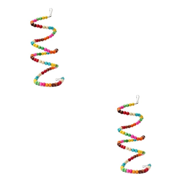 Billuyoard Juguetes para pájaros, cuerda Multicolor colgante, cuentas de madera, jaula para columpio, escalera en para pájaros, Color aleatorio 100cm 2piezas