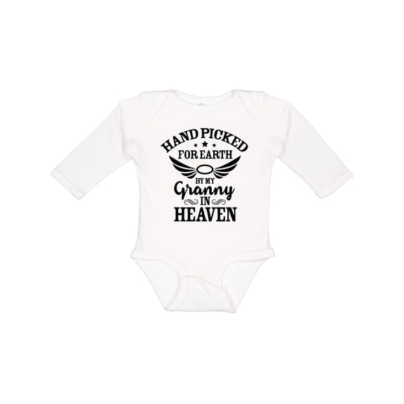 Inktastic Handpicked for Earth by My Granny in Heaven with Angel Wings Boys or Girls Long Sleeve Baby Bodysuit