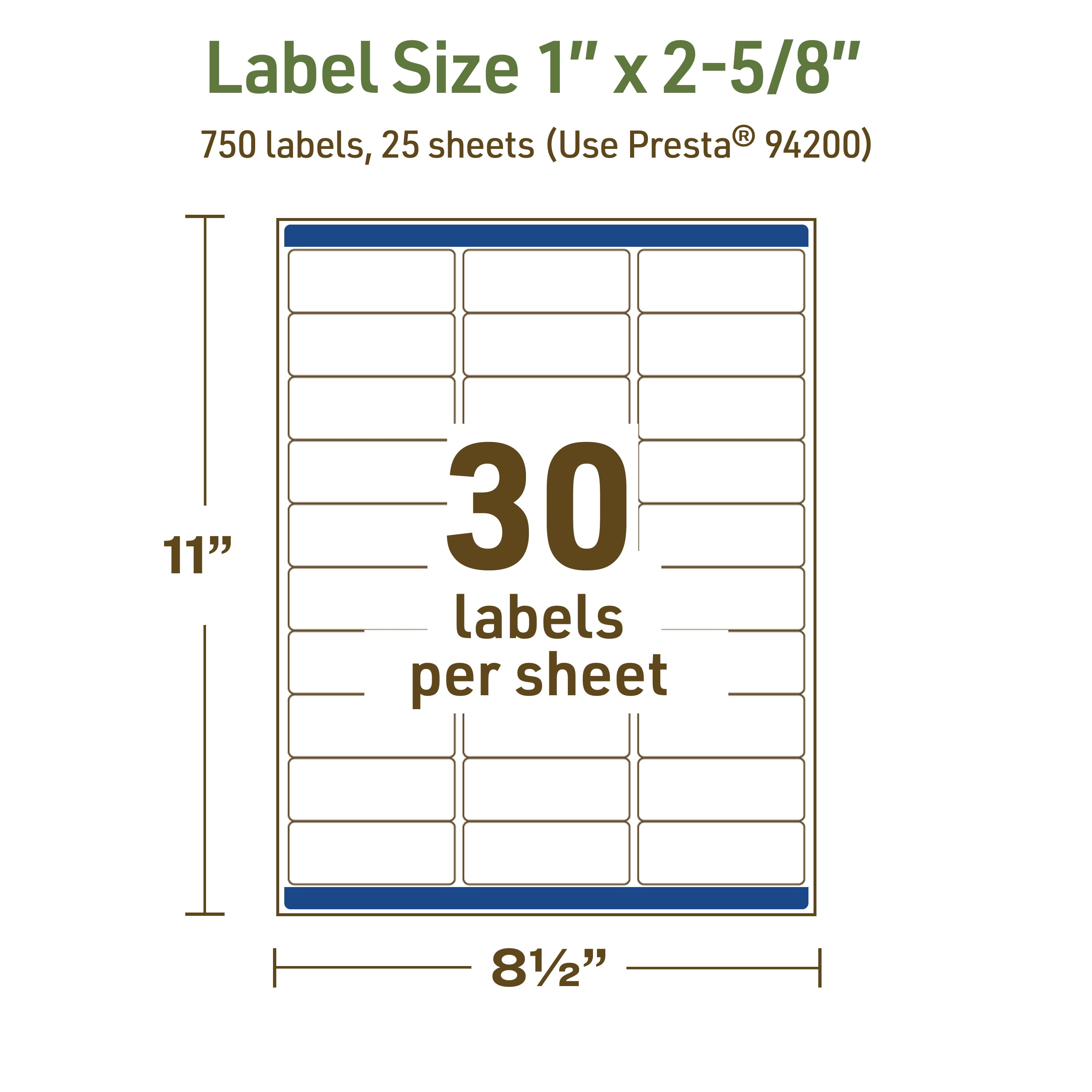 Avery Dissolvable Rectangle Labels, 1" x 2-5/8", 750 Labels