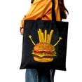thumbnail image 5 of GOSMITH Burger Lifting Fries Funny Food Snatch Squat Barbell Weight Tote Bag 14.1x15.7in, 5 of 6