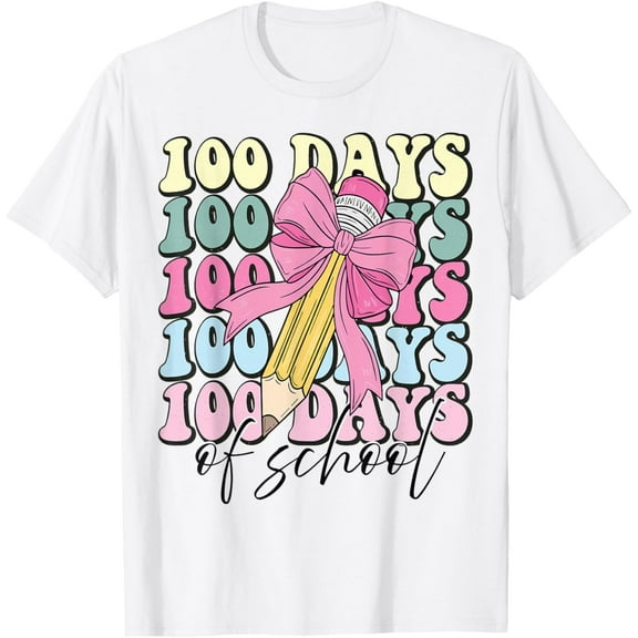 100 Days of School Coquette Bow 100th Day of School T-Shirt Shirts