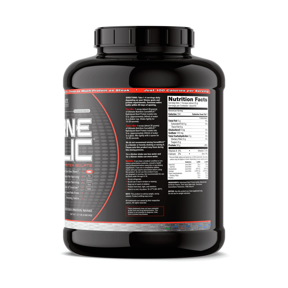 Ultimate Nutrition Carne Bolic Hydrolyzed Beef Isolate Protein Powder-60Servings