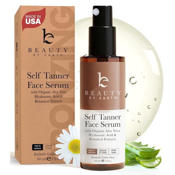 Face Tanner Serum - USA Made with Natural & Organic Ingredients - Fair to Medium