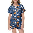 thumbnail image 4 of Gelikeya Tween Pjs Size 8-9 Halloween Pajamas Short Sleeve Tops Shorts 2 Piece Outfits All Saints' Day Nightwear Preppy Pjs 2-13Y (Blue, 8-9 Years), 4 of 5
