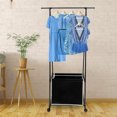 thumbnail image 3 of OULII Dress Up Rack Clothes Stand Black Metal Hanging Clothes 1Set for Balcony, 3 of 8