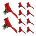 thumbnail image 1 of 10 pájaros artificiales rojos navideños con ilustraciones de clip, decoraciones de pájaros falsos para centros de mesa de jardín interior y balcón., 1 of 8