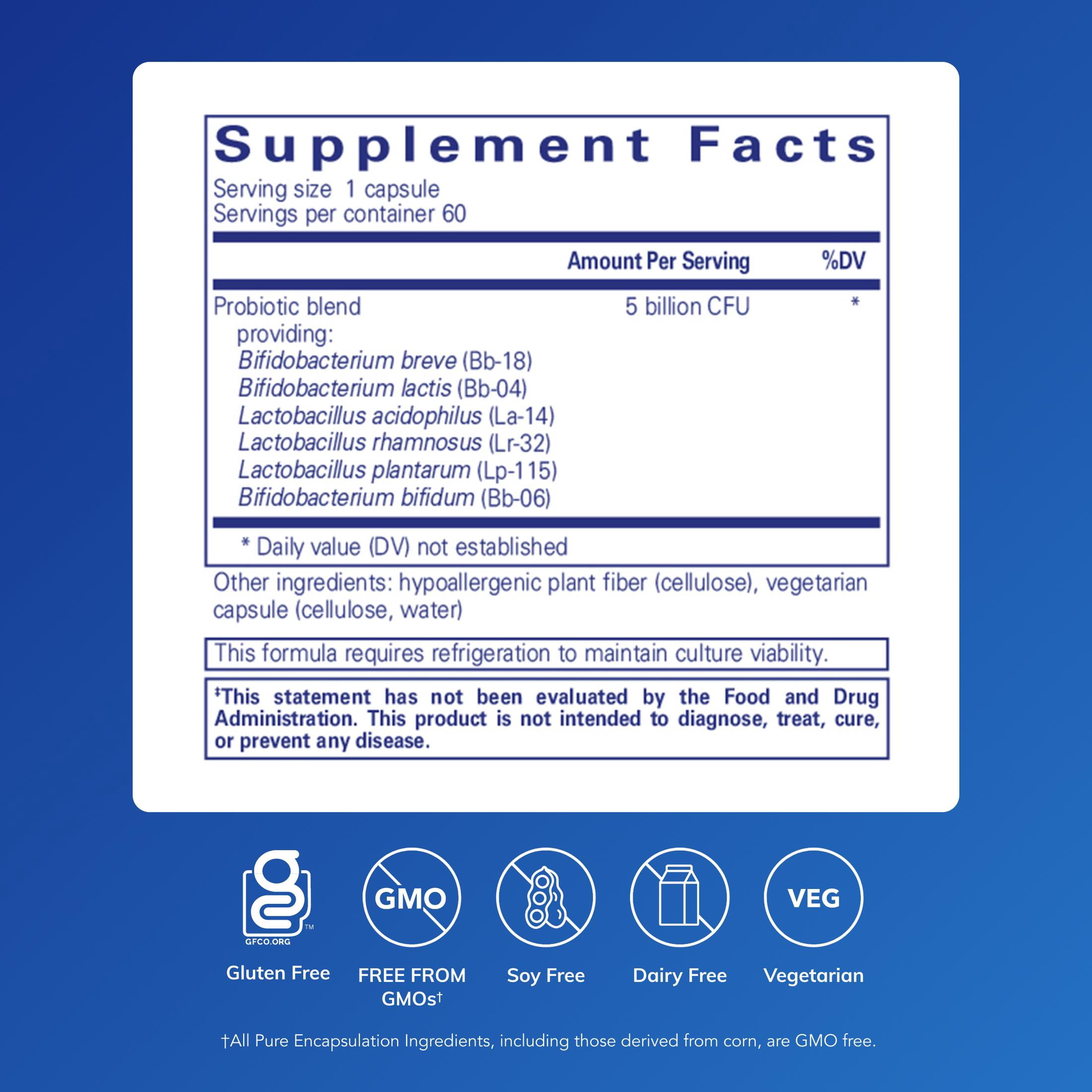 Pure Encapsulations PureProbiotic | Allergen-Free Multi-Strain Probiotic Formula for Immune and Gastrointestinal Health* | 60 Capsules