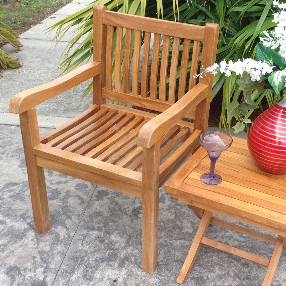 Chic Teak Elzas Teak Patio Dining Arm Chair