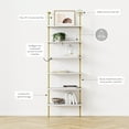 thumbnail image 6 of Nathan James Theo 6-Shelf Tall Bookcase Wall Mount Bookshelf White Wood with Gold Brass Metal Frame White/Gold, 6 of 8