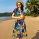thumbnail image 4 of Balery Retro Panther Vestidos sueltos de manga corta para mujer, vestidos de verano 2025, vestidos casuales de corte A con vuelo., 4 of 6