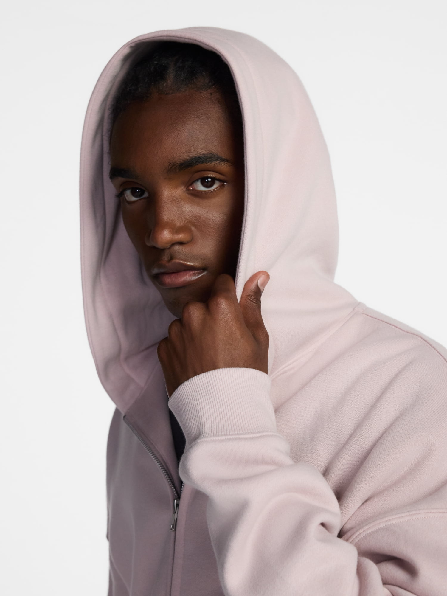 No Boundaries Boxy Oversized Fit Fleece Zip Hoodie Sweatshirt with Long Sleeves, Men's XS-4XLT