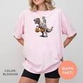 thumbnail image 4 of Halloween Skeleton Riding Dinosaur Mummy Trex Pumpkin Funny T-Shirt, 4 of 7