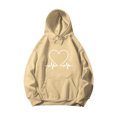 thumbnail image 1 of Sudadera larga con cremallera Gibobby informal de color sólido con capucha y bolsillos estampado de amor para mujer Beige XXXL, 1 of 3