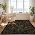 thumbnail image 3 of Design&I 3'x5' Washable Area Rug Low Profile & Durable Daily Traffic Ready Bamboo Sofa Snake Vintage Boho Damask Gothic Bird Motif Scroll for Home Office, Hallway, 3 of 7