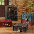 thumbnail image 4 of Locking Wooden Storage Box Vintage Homes Decors Secure Container For Valuables Multifunctional Organizing Case, 4 of 9