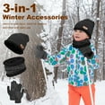 thumbnail image 5 of 3 PCS Kids Winter Beanie Scarf Gloves Set, Touch Screen Gloves Cold Weather Neck Warmer Skull Cap - Gray, 5 of 7