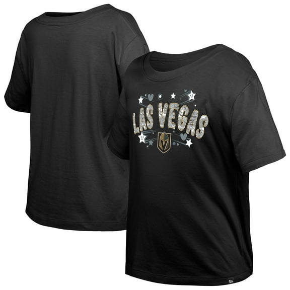 Girl's Youth New Era  Black Vegas Golden Knights Flip Sequin T-Shirt