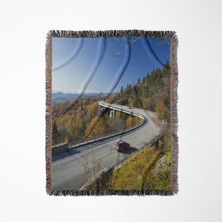 Linn Cove Viaduct Blue Ridge Parkway North Carolina – Us34 Cha0049 – Chuck Haney Woven Blanket Linn Cove Viaduct Blue Ridge Parkway North Carolina – Us34 Cha0049 – Chuck Haney Woven Blanket