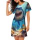 thumbnail image 2 of Easygdp Colorful Underwater Shark Camisón de manga corta para mujer, informal, estampado, 2 of 6