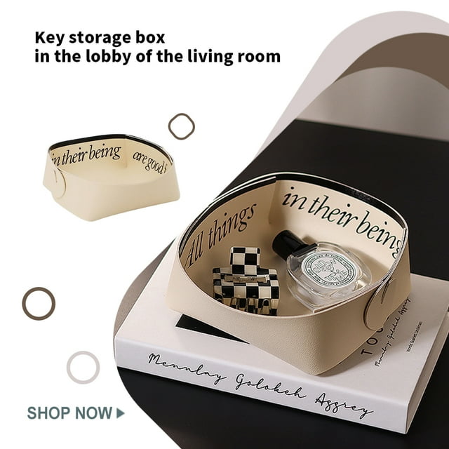 Storage Box Living Room Entrance PU Leather Tray Desktop Tray Home Decorative Basket Desktop Jewelry Key Wallet Case Organizer