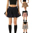 thumbnail image 6 of Suagox Women Bubble Mini Skirt Casual Summer Solid Color Elastic Waist A-Line Skirt for Beach Vacation Club Streetwear, 6 of 10