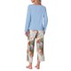 thumbnail image 3 of Conjunto de lounge para mujeres INSPIRE CHIC, camiseta de manga larga floral, pantalones capri suaves y elásticos, sets de pijama de 2 piezas, ropa de casa 2XL azul, 3 of 6