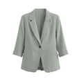 thumbnail image 6 of LPZOOGU 2026 Summer Women’s Linen Blazer Jacket - Lightweight Breathable 3/4 Sleeve One Button Business Casual Suit Jackets, 6 of 7