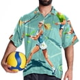 thumbnail image 4 of Tennis Men's Short Sleeve Poplin Button Down Hawaiian Printed Summer Beach Shirt, Unisex, 4 of 6