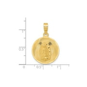 14k Yellow Gold Our Lady of Guadalupe Pendant for Women, Round Catholic Medal with Sunburst Design, Religious Necklace Symbolizing Faith and Divine Protection
