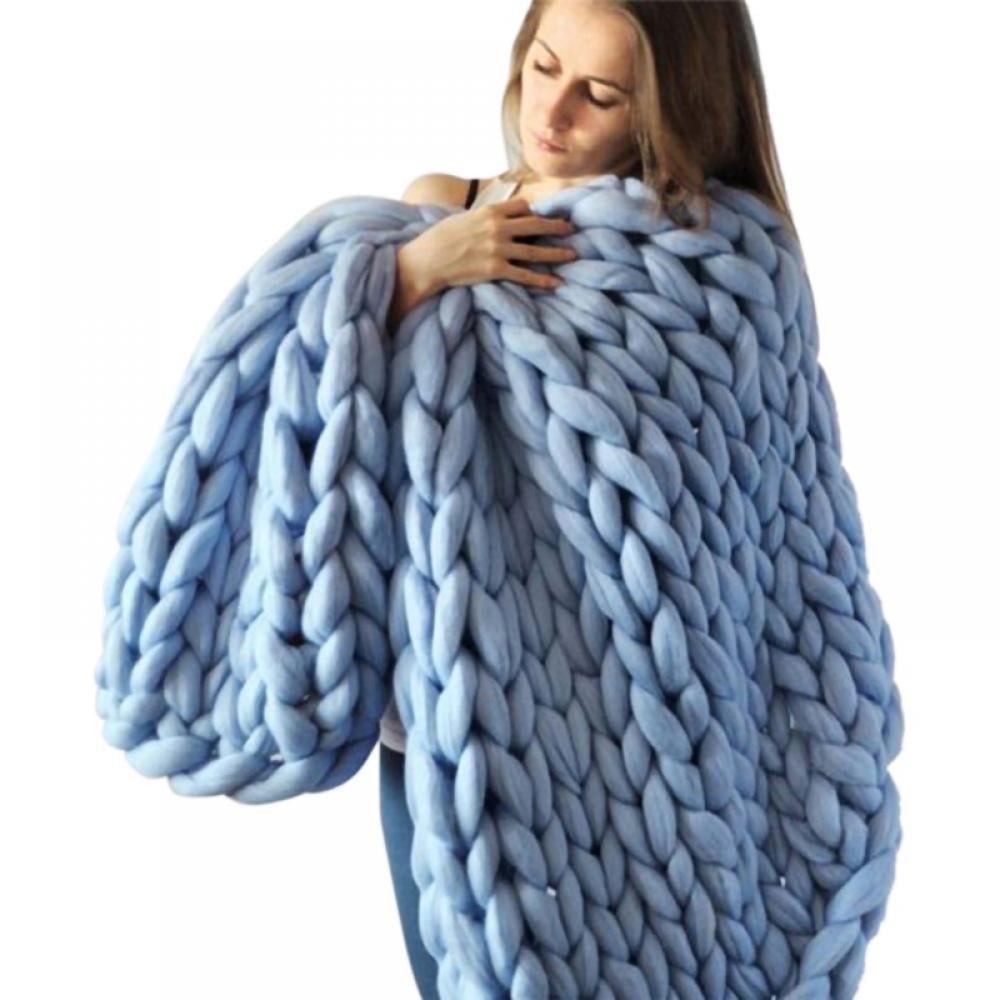 Super thick knit thick blanket hand yarn large piece knit throw sofa blanket 120 