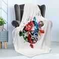 thumbnail image 4 of Colorful Soft Flannel Fleece Throw Blanket, Abstract Turtle with Hummingbirds and Musical Notes Digital Illustration, Cozy Plush for Indoor and Outdoor Use, 60" x 80", Multicolor, by Ambesonne, 4 of 5