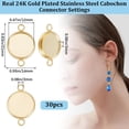 thumbnail image 2 of 30Pcs 12mm Cabochon Connector Settings 24K Gold Plated Stainless Steel Flat Round Blank Bezel Pendant Trays Connector Cabochon Settings for DIY DIY Jewelry Making, 2 of 6