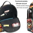 thumbnail image 5 of Lsque Mario Pattern Backpack – School Travel Canvas Daypack with Ergonomic Padded Straps, Multiple Compartments & Leather Handle, 5 of 5