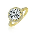 thumbnail image 2 of Bling Jewelry 3CT Solitaire CZ Halo Engagement Ring Gold Plated Sterling Silver, 2 of 5