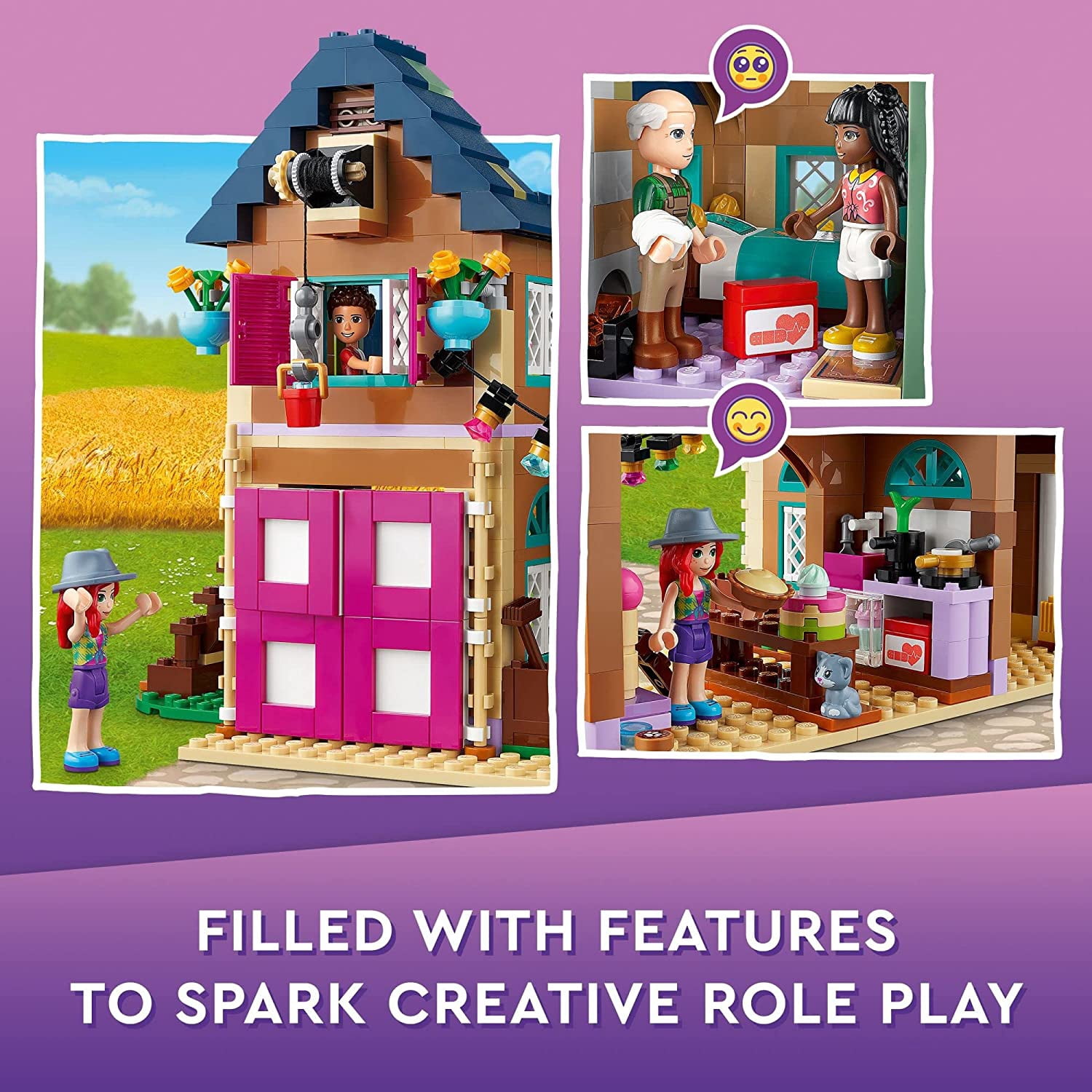 LEGO Friends Organic Farm House Set with Toy Horse, Stable, Tractor and Trailer Plus Animal Figures, for Kids, Girls and Boys Aged 7+ FrustrationFree Packaging