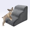 thumbnail image 1 of Dog Stairs for Small Dogs, High Density Foam Dog Ramp for Couch with Non Slip Surface Bottom, 3 Tiers Extra Wide Dog Ladder for High Beds- Pet Steps Best for Injured/Older Dog, Pet with Joint Pain, 1 of 9