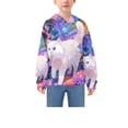thumbnail image 3 of DIXRUYEE Youth Hoodie Pullover Sweatshirt Cat’s Rainbow Floral Printed, 3 of 9