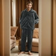 thumbnail image 2 of Yuncity Men Pajama Set Home Plushwinter With Warm Pockets Set Loungewear Pajamas For Men L, 2 of 8