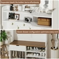 thumbnail image 5 of Vividwood Hall Tree with Bench Farmhouse Style 6 Hooks White, 5 of 8