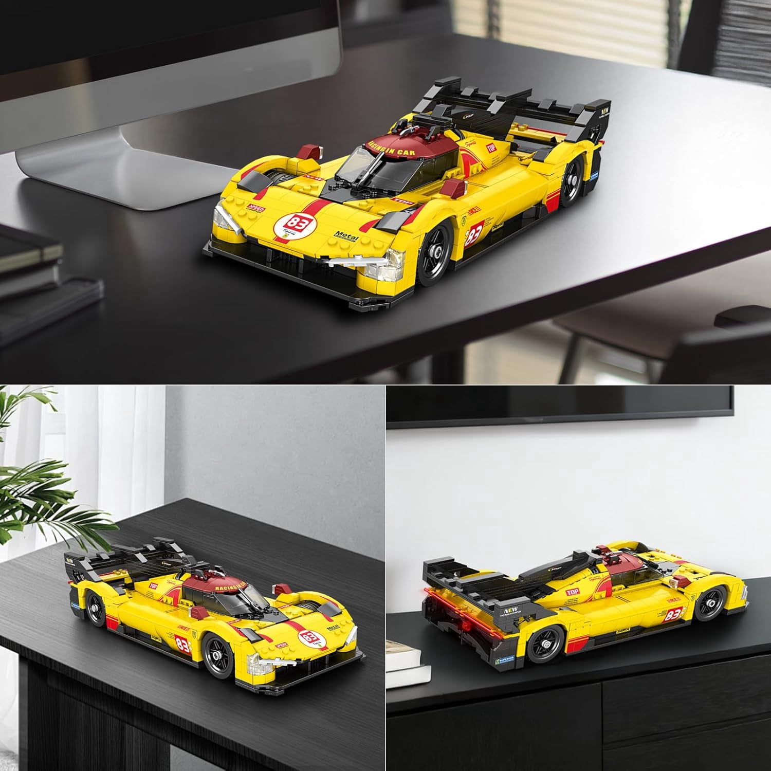 Super Sport Car Building Block Sets, 1:16 Racing Car Model Kit with Stickers, 12.59 * 5.31 * 3.15in Supercar Building Toys for Collection and Decoration