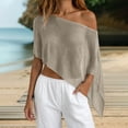 thumbnail image 2 of Breezora Women's Batwing Sleeve Crochet Knit Swimsuit Cover Up Semi Lightweight See Through Crop Top For Beach Vacation, 2 of 5