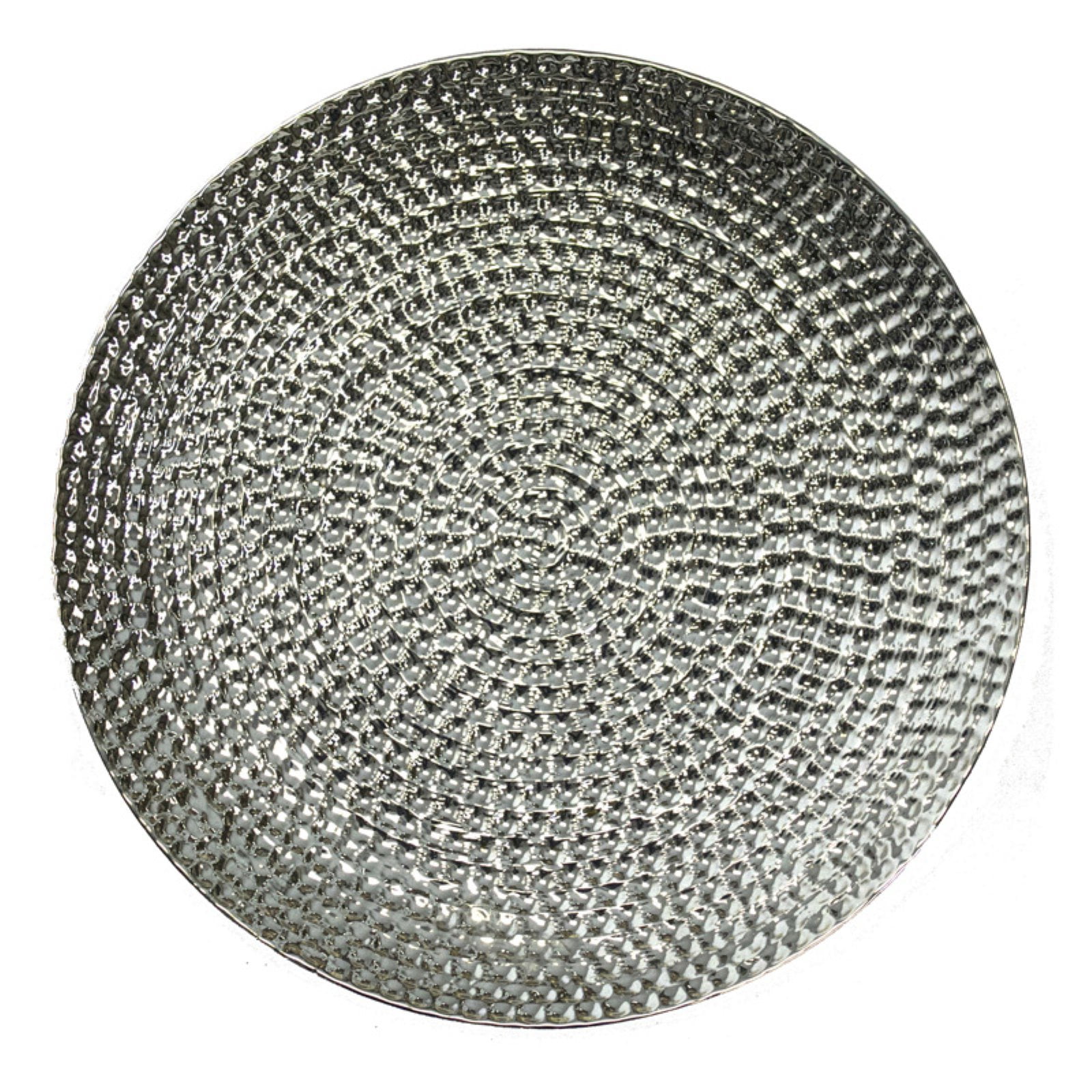 Sagebrook Home Ceramic Decorative Hammered Plate Silver