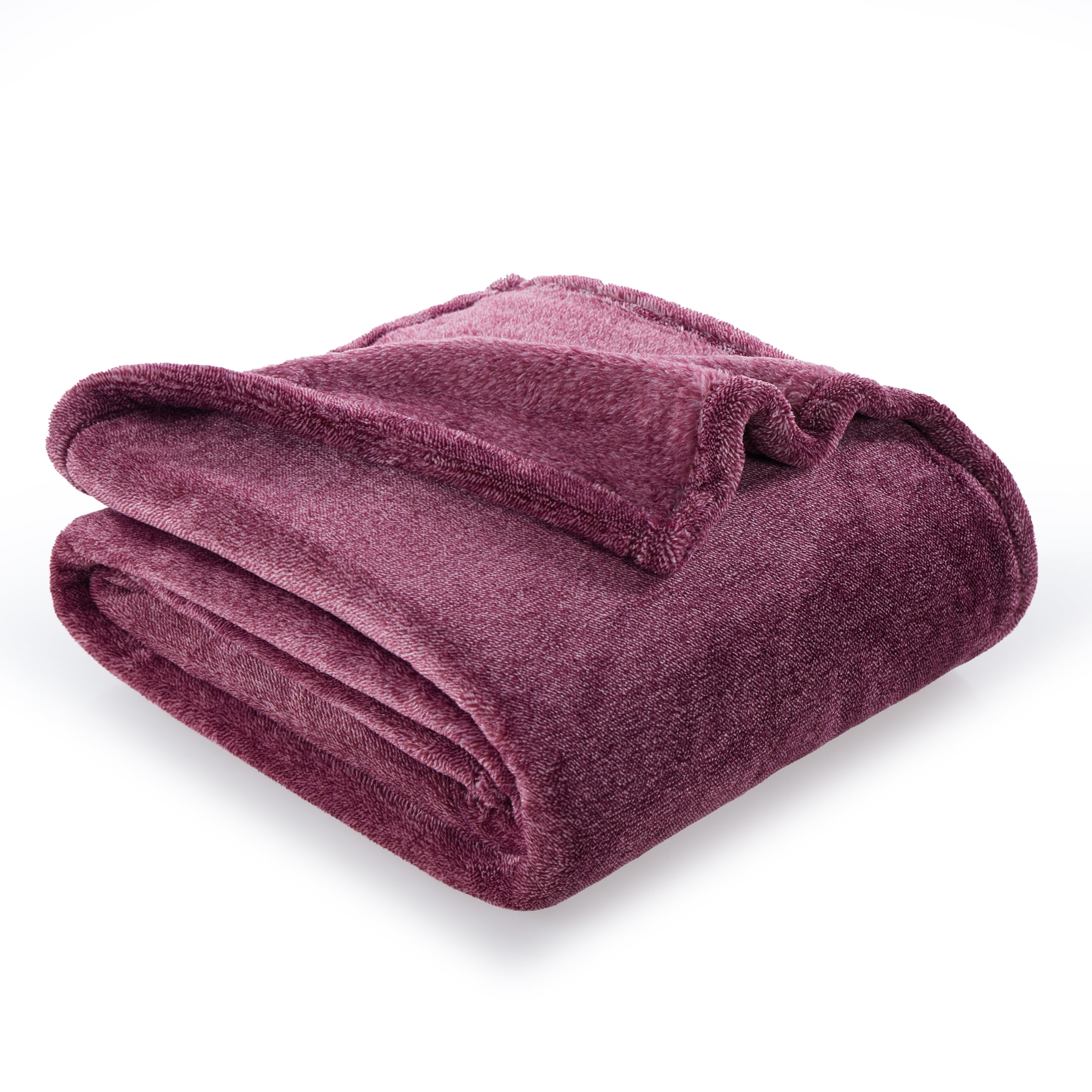 EcoThread Soft Plush Heathered Oversized Couch Throw Blanket, Wine