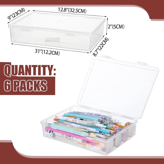 6 Pcs 13'' X 9'' X 2'' Plastic Storage Box with Lid