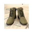 thumbnail image 5 of SIMANLAN Women Retro Biker Ankle Boots Lace Up Leather Chunky Heel Round Toe Anti Slip Shoes, 5 of 8