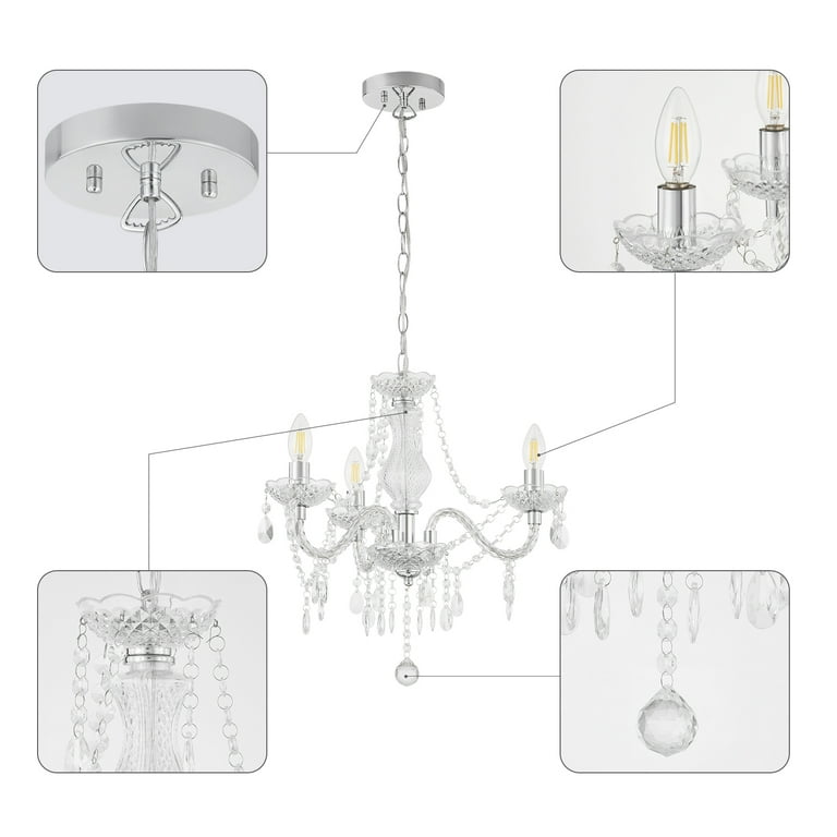 NATYSEAN Crystal Chandelier Modern Luxurious Light Candle Mini Pendant Lamp Ceiling Living Room Lighting for Dining Living Room Bedroom Hallway Entry,Clear